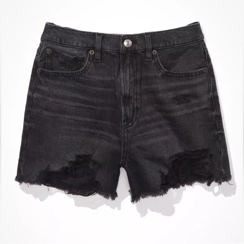 NEW American Eagle AE 90s High Rise Boyfriend Black Denim Jean Shorts